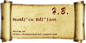 Hodács Bálint névjegykártya